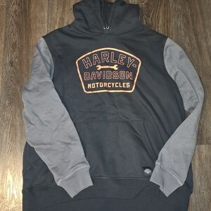 Harley-Davidson Black and Gray Hoodie with Orange Logo
